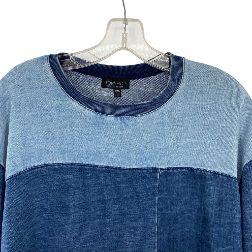 Topshop Denim Blue Patchwork Sweatshirt - Picture 5 of 9